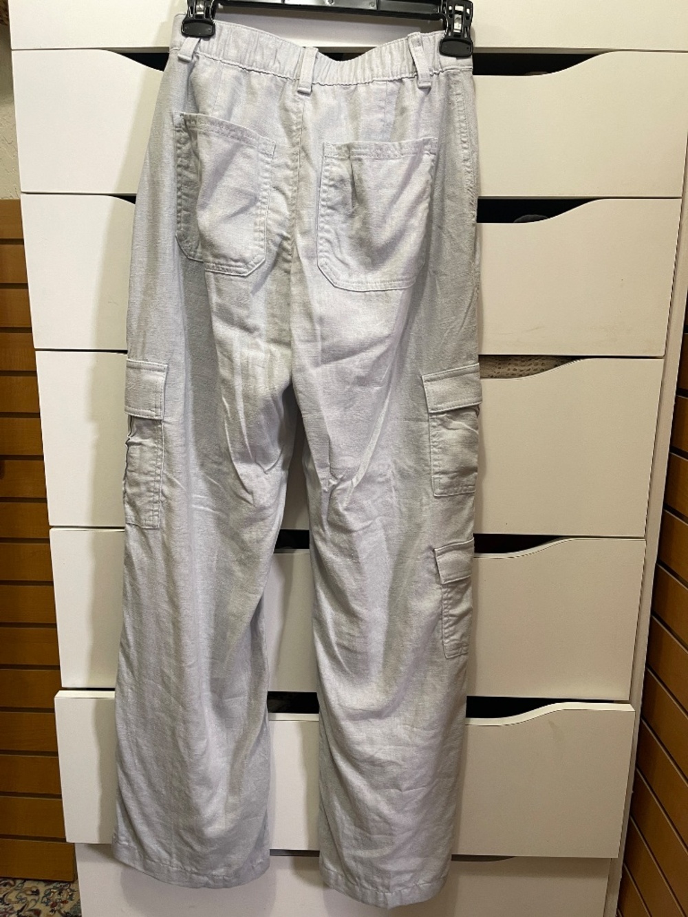 Hollister high rise casual linen light blue/gray cargo style pants women XS - Picture 3 of 7